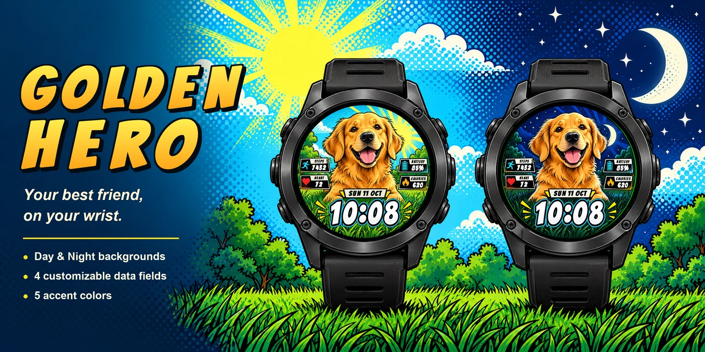 Golden Hero on two watches: Day and Night